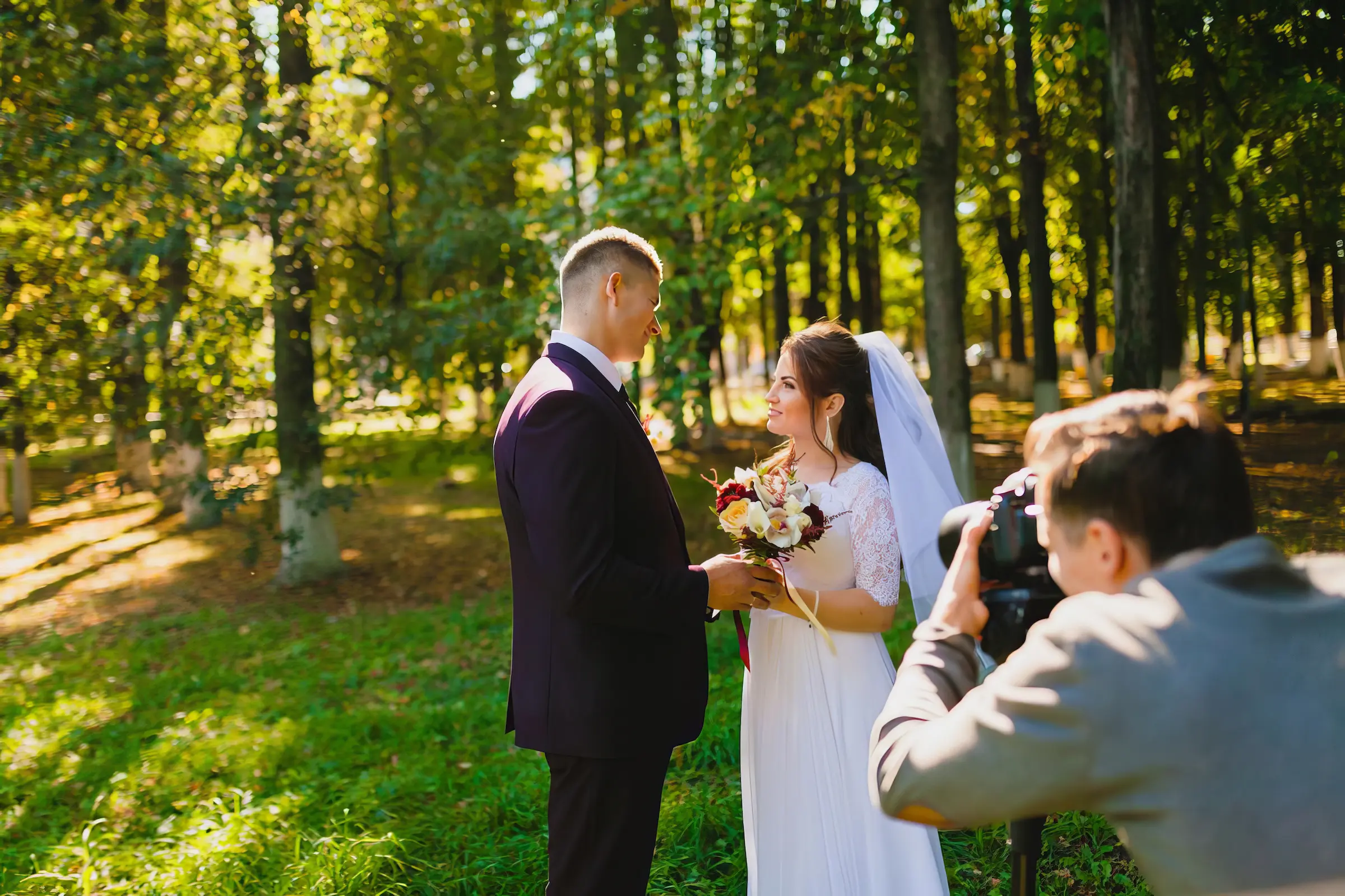 Norfolk Wedding Videographer - Bride Groom Woodlands Shot