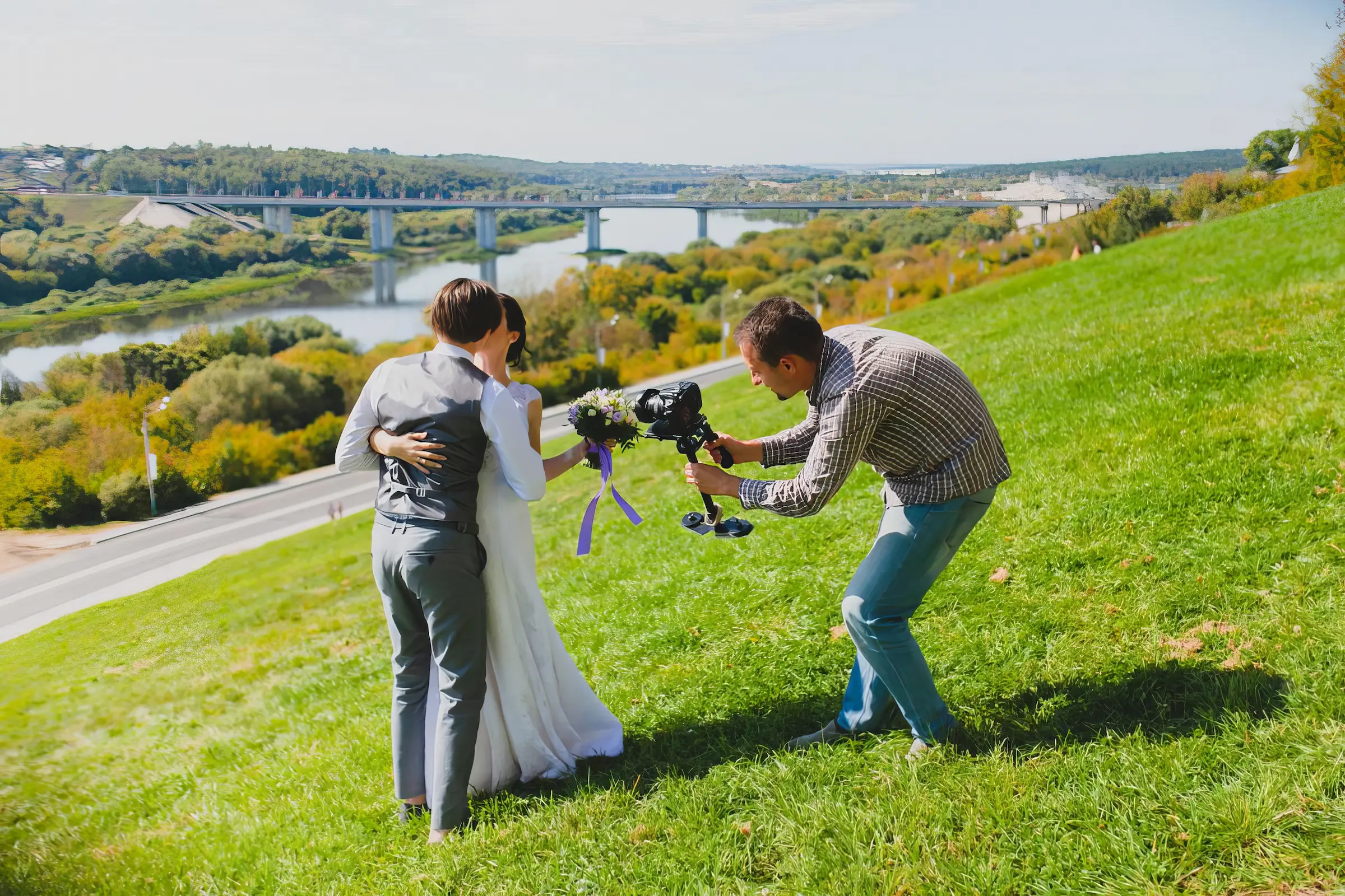Norfolk Wedding Videographer - Bride Groom Hillside Shoot