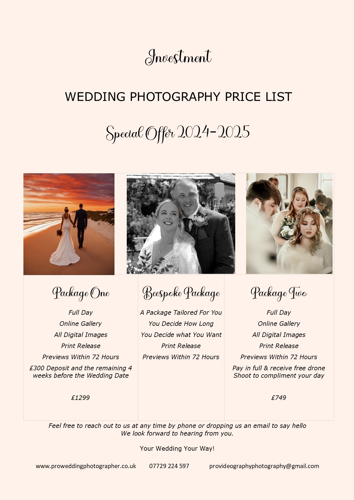 Wedding Photo Pricing