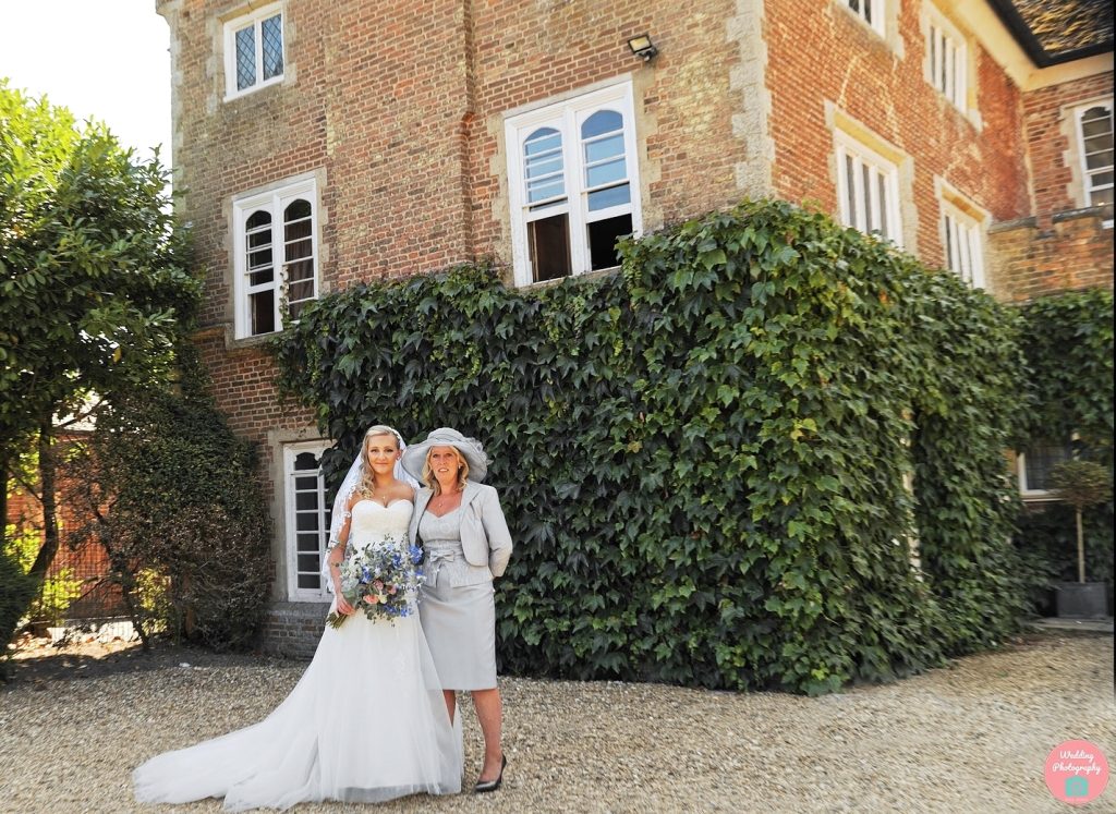 Bride & Brides Mum Outside Hockwold Hall